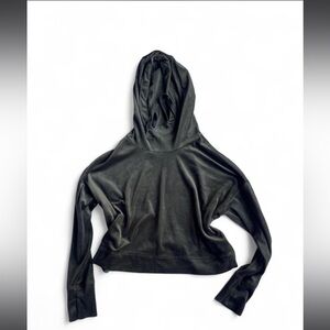 Off line by Aerie Cropped Hoodie Velour Olive‎ Green